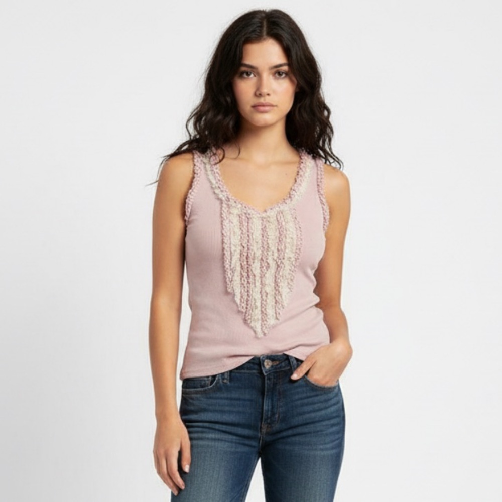 VTG‎ Twenty One Y2K Ruffled Grunge Blush Pink Tank, Small